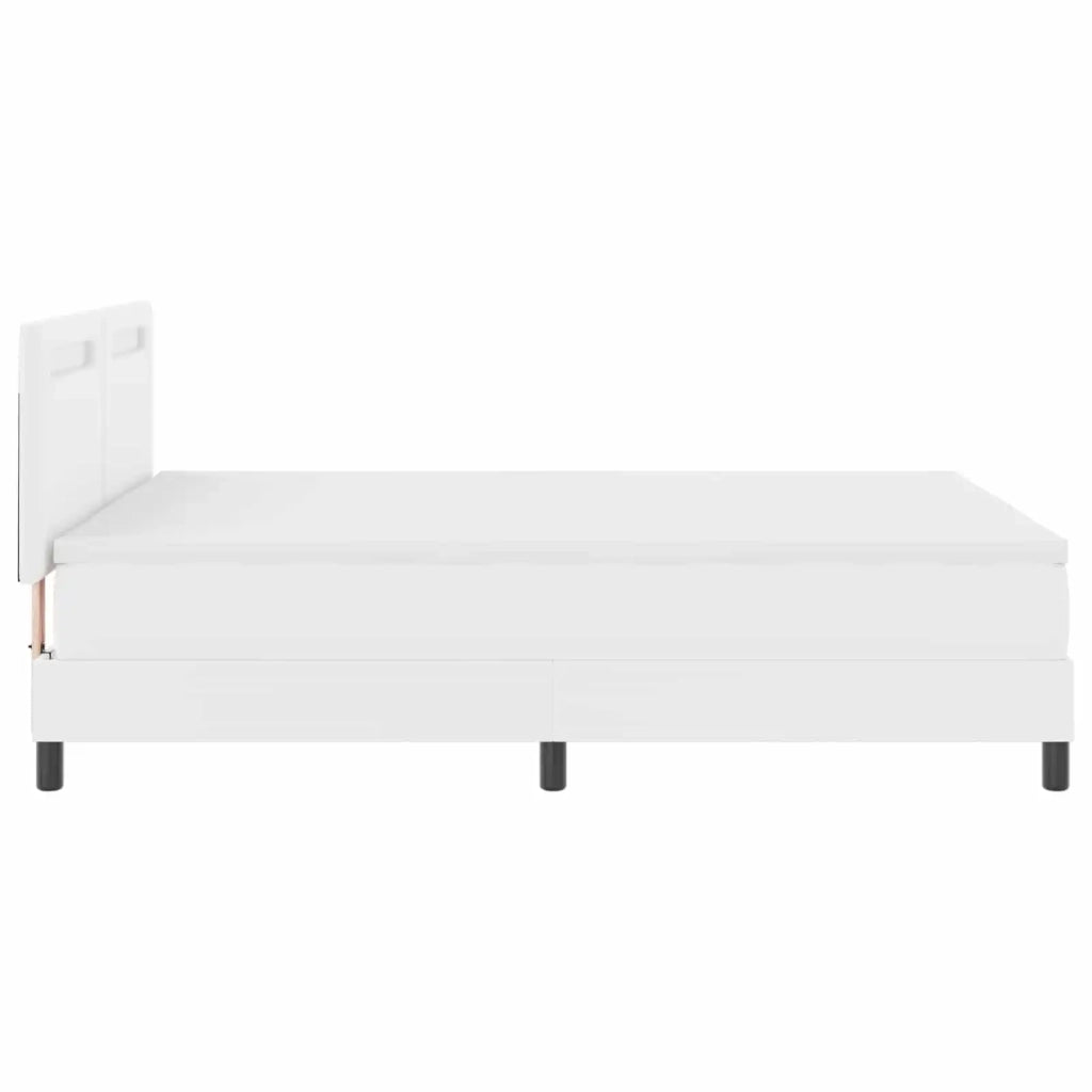 Letto a molle con materasso Bianco 140 x 190 cm Pelle sintetica 3339049