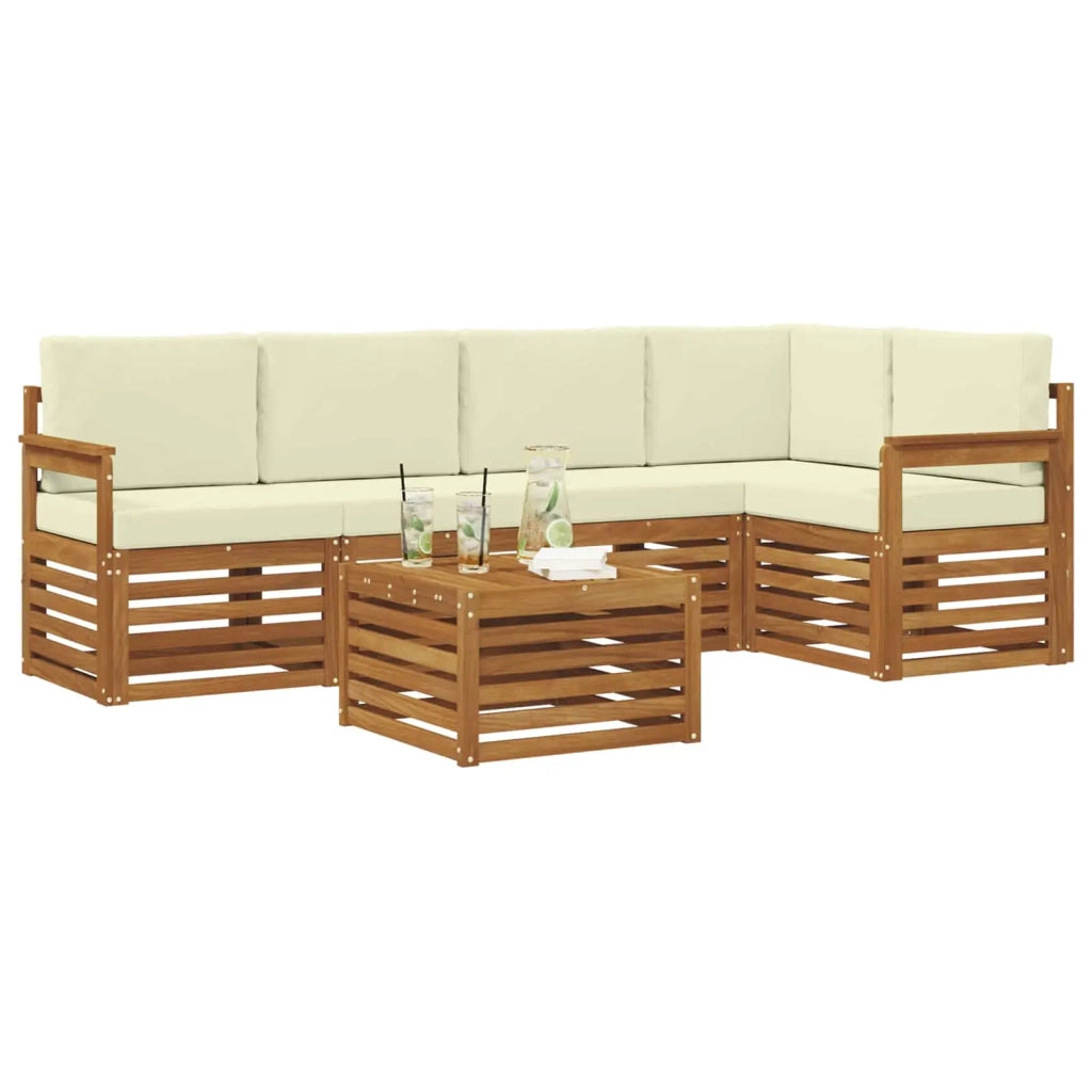 Set divano sezionale con cuscino 6 pcs Naturale e Crema 3374835