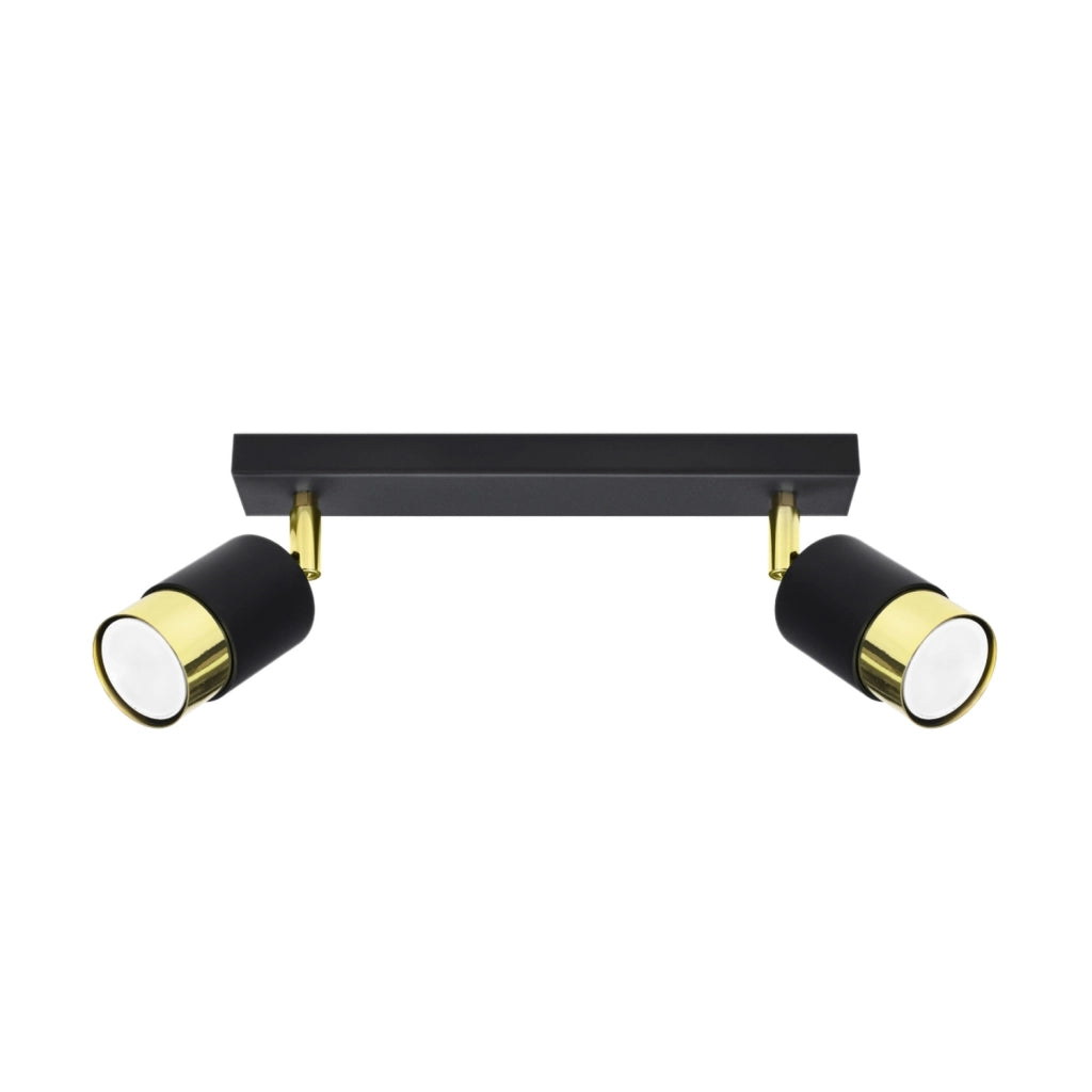 Faretto soffitto nero-oro barra doppia 2xGU10 Pure Lume