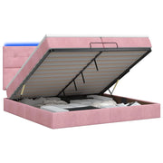 Letto Ottomano con Materasso e LED Rosa 200 x 200 cm Velluto 3458330