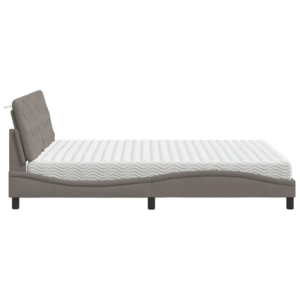 Letto con Materasso Tortora 160x200 cm in Tessuto