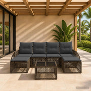 Set Divano da Giardino 7 pz Grigio e Grigio Scuro polyrattan 3435500