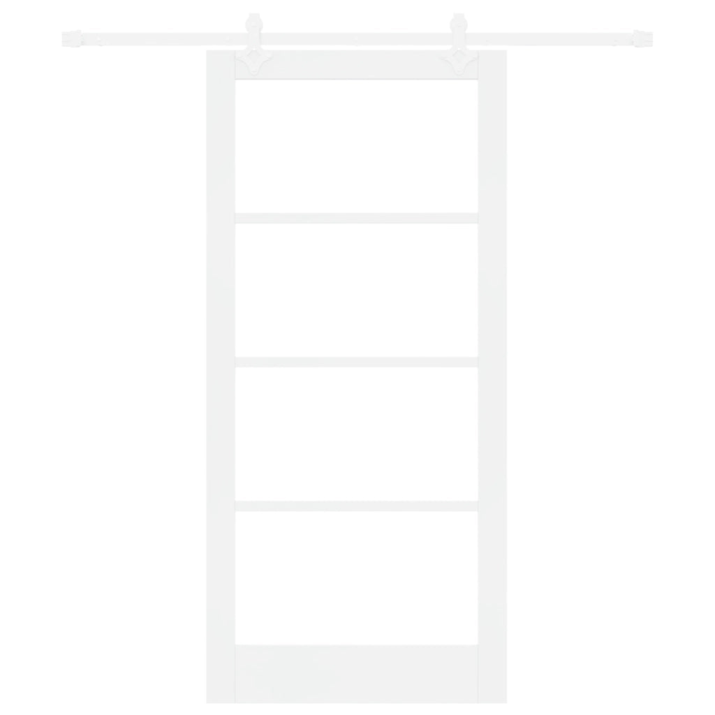 Set porta scorrevole  con set hardware bianco 93x202 cm legno massello pino