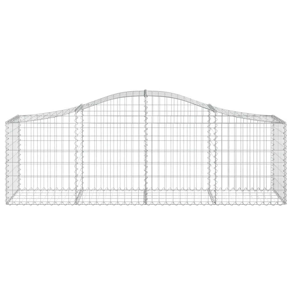 Cestini gabbioni recinzione a gabbia muro di contenimento ad arco 25 pezzi 200 x 50 x 60/80 cm ferro zincato argento 02_0040684