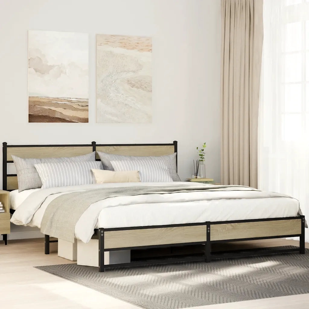 Giroletto senza Materaso in Metallo Rovere Sonoma 180x200 cm