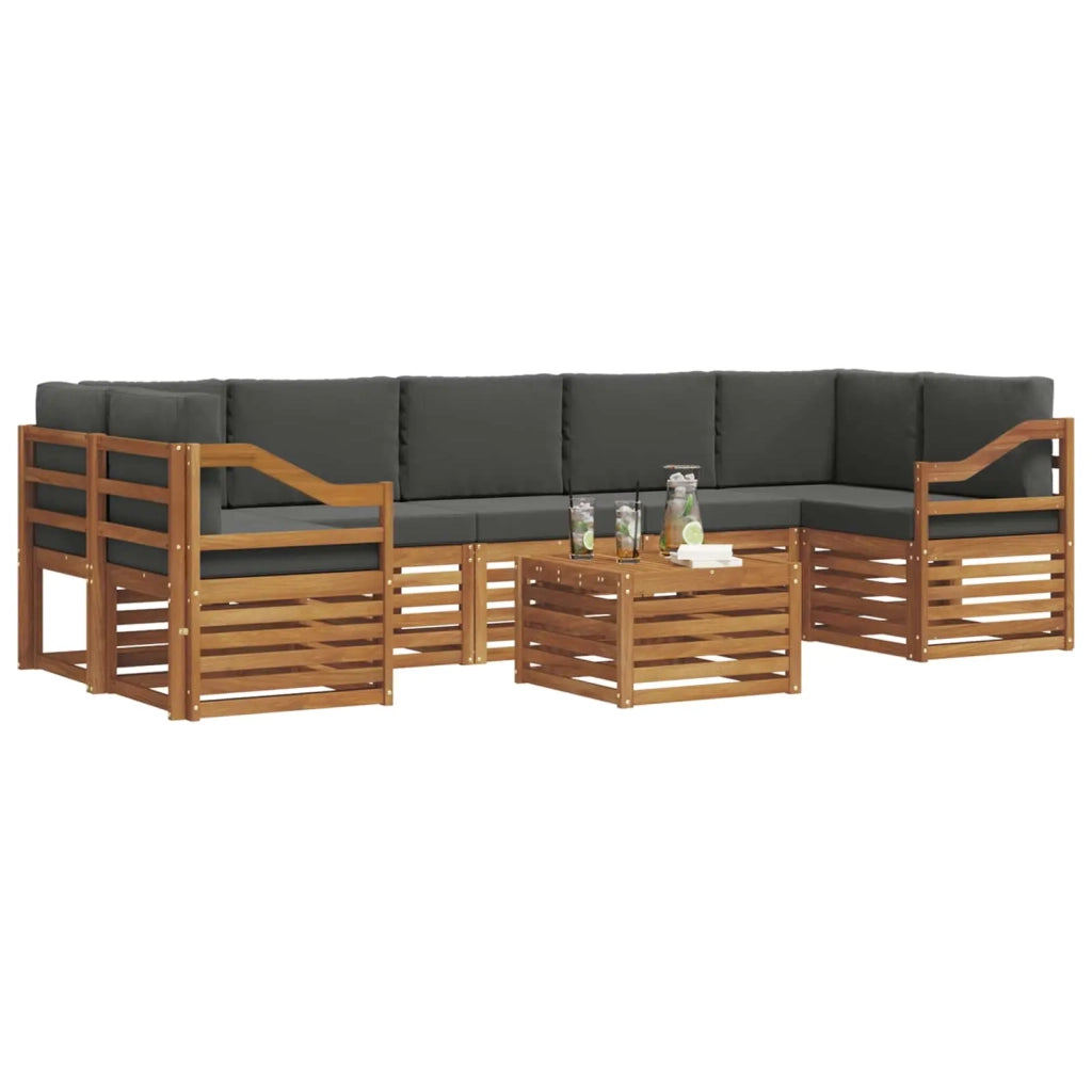 Set di divani da esterno con cuscino 8 pcs Naturale e Antracite 3374547