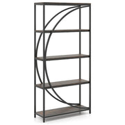 Libreria a mezzaluna a 5 ripiani altezza 175 cm pratico spazio di archiviazione stile rustico metallo marrone 20_0015522