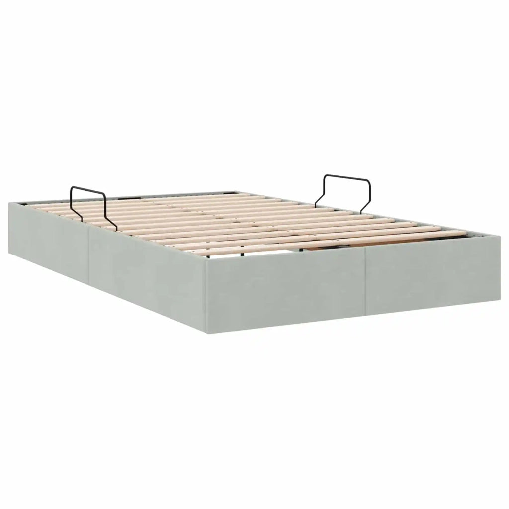 Letto matrimoniale | Letto per adulti | Letto ottomano Grigio Chiaro 120 x 190 cm Velluto