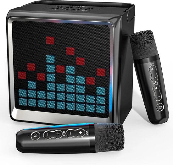 Sistema karaoke portatile per adulti - Macchina karaoke portatile - Box diffusione audio Bluetooth - Con 2 microfoni wireless - Sistema karaoke con luci colorate - Regalo per festa di famiglia sistema karaoke per adulti