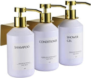 Dispensatori di sapone per parete - 500 ml - per cucina e bagno - 3 pezzi - bianco con cerniera di schiuma dorata