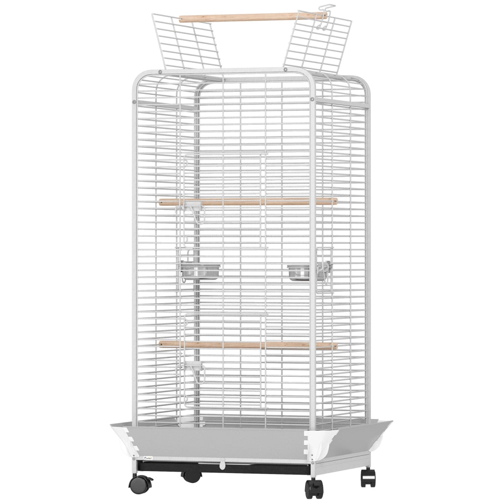 Gabbia per Uccelli con Ruote ¨C Zephmum ¨C Grigio 79x73x146 cm