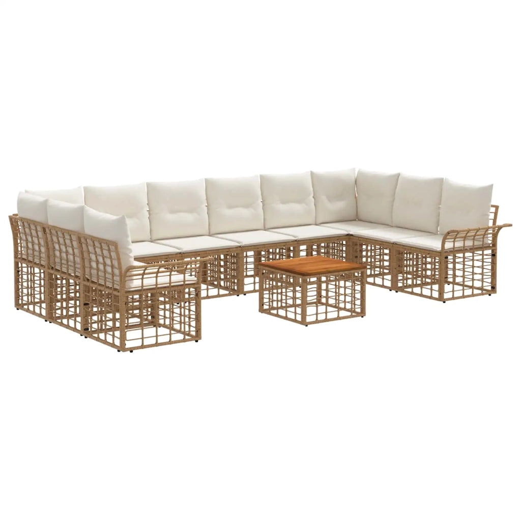 Set di divani da esterno 11 pcs Naturale e Bianco Crema