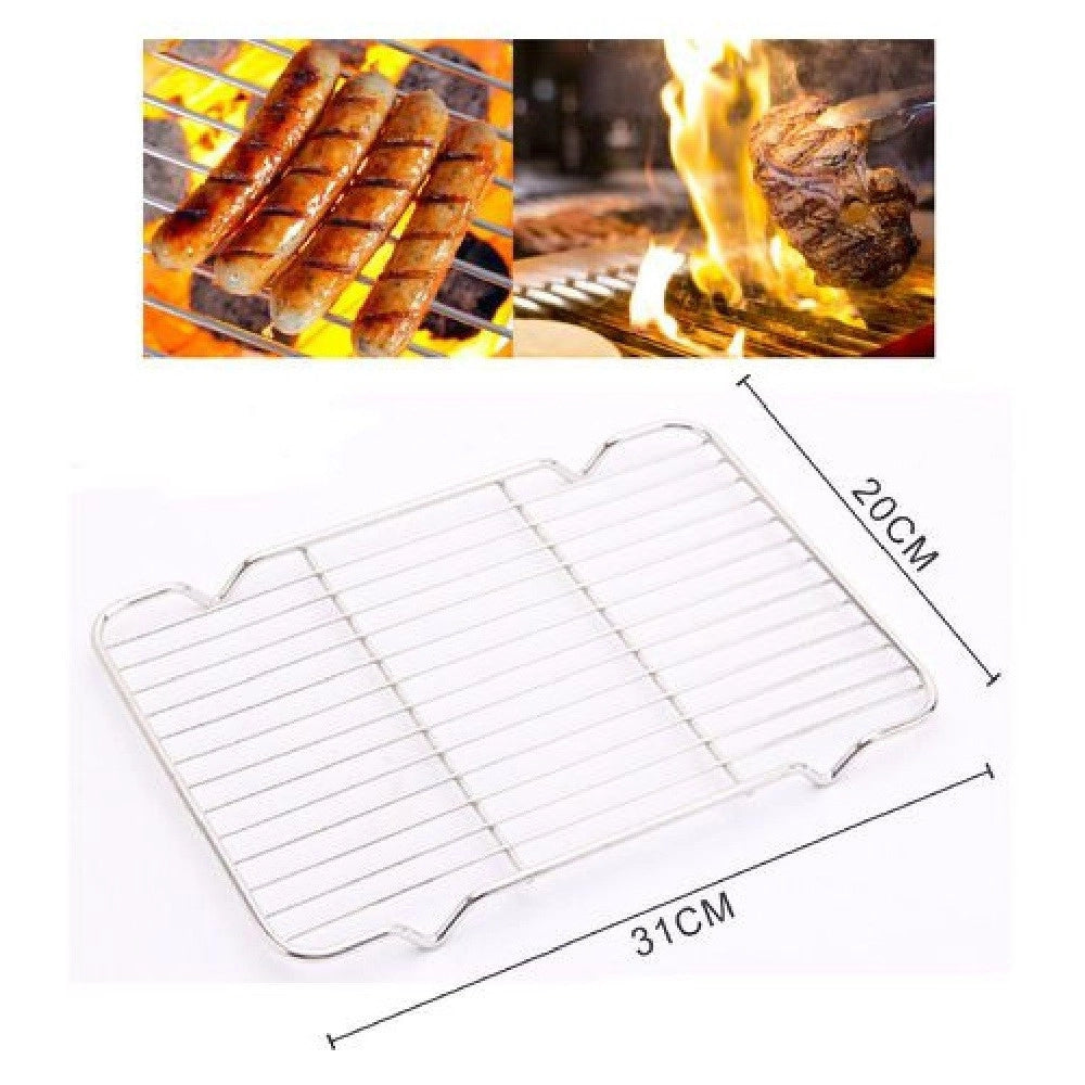 Trade Shop - Griglia In Acciaio 31 X 20cm Mensola Per Barbecue Vapore Cuocere Arrostire 50341 -