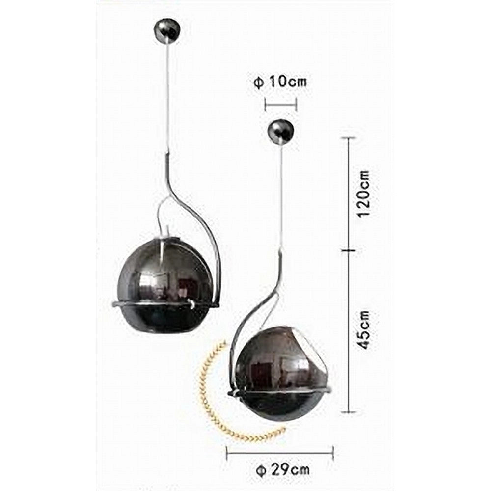Trade Shop - Lampadario Sfera Vetro Pendente Globo E27 Lampada Orientabile Sospensione Lp-87 - Argento