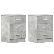 Comodini 2 pz-Set di 2 Tavolino da notte Grigio Cemento 38x35x56 cm in Legno Multistrato