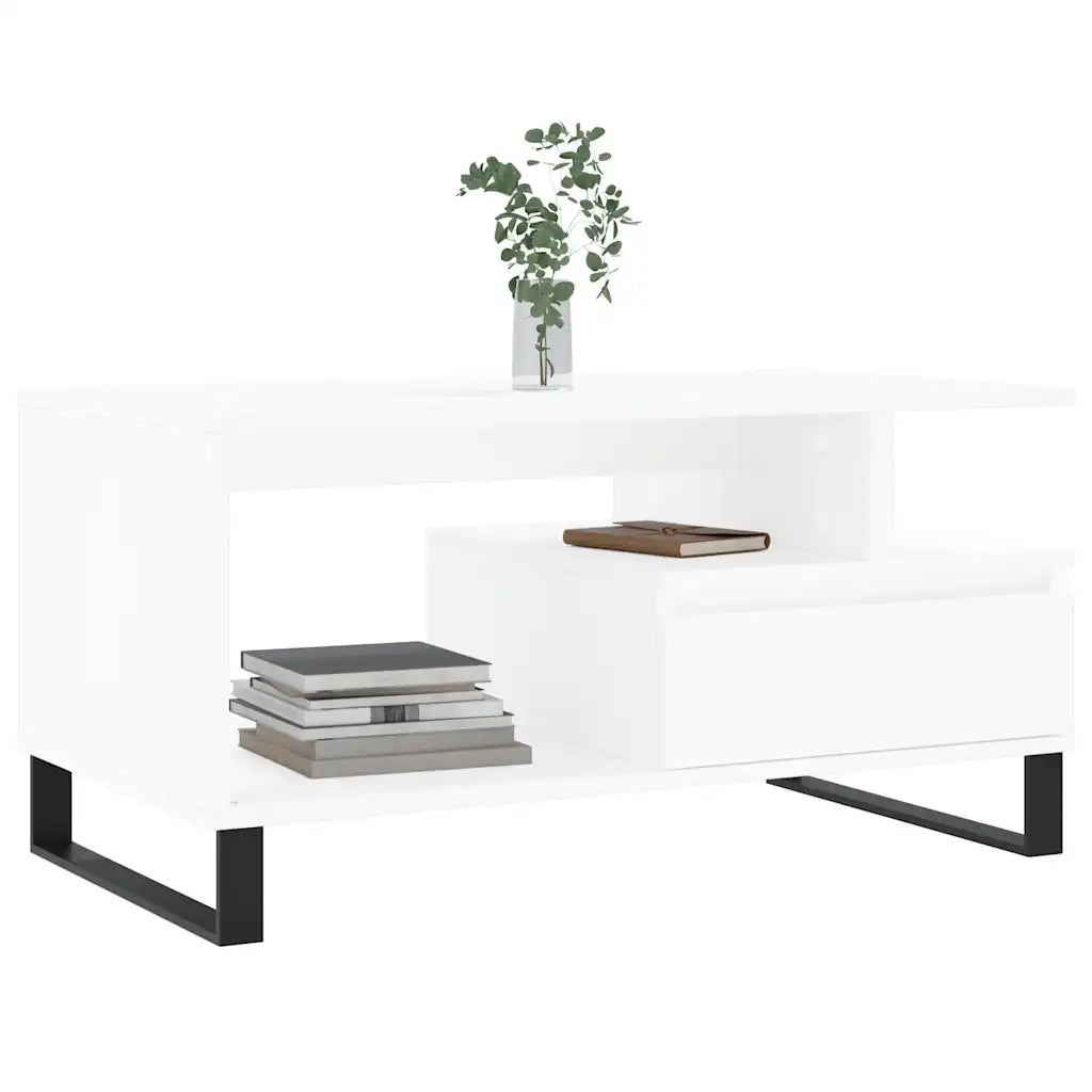 Tavolino da salotto | Tavolino da caff¨¨ | Tavolino da Soggiorno Bianco 90x49x45 cm in Legno Multistrato