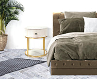 Comodino Montpellier Crema Ø 42x48 cm in Ferro Legno