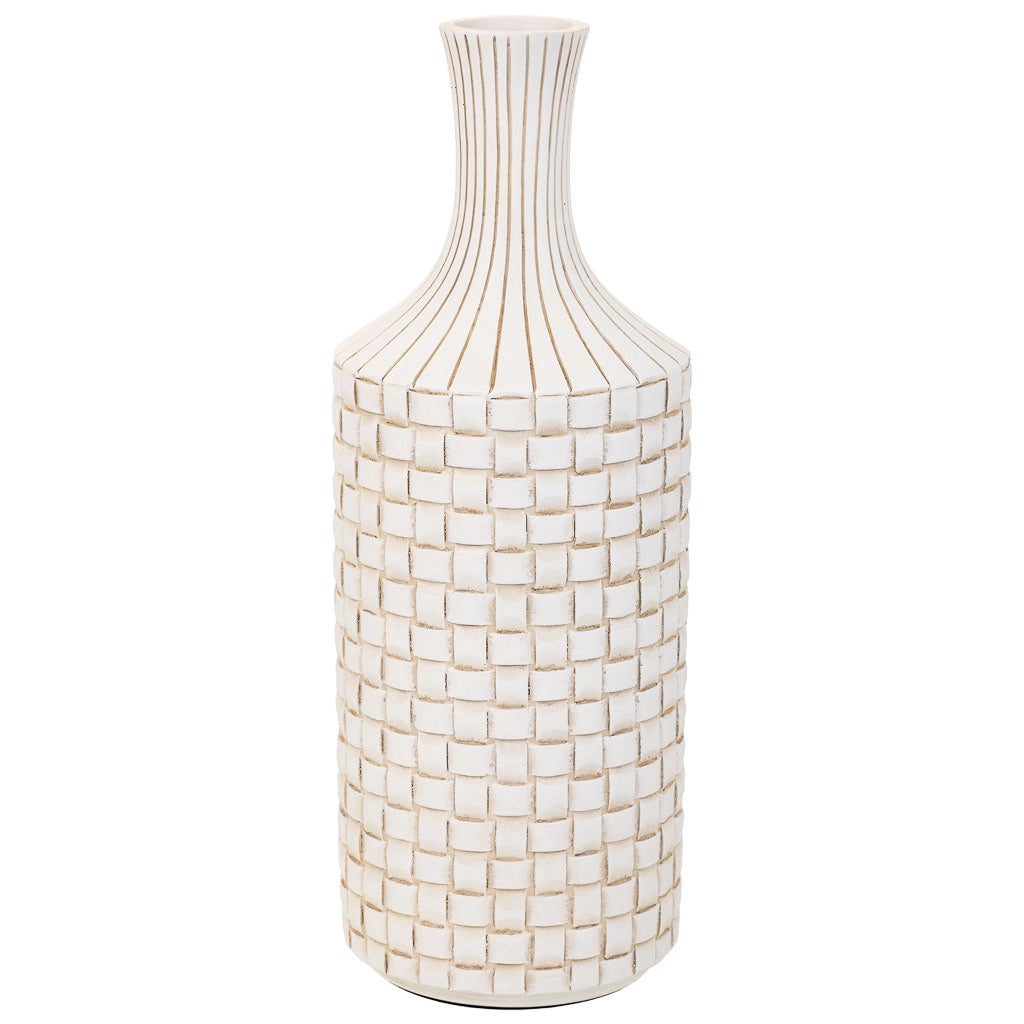 Vaso in poliresina bianco 14,5x14,5x39,5h