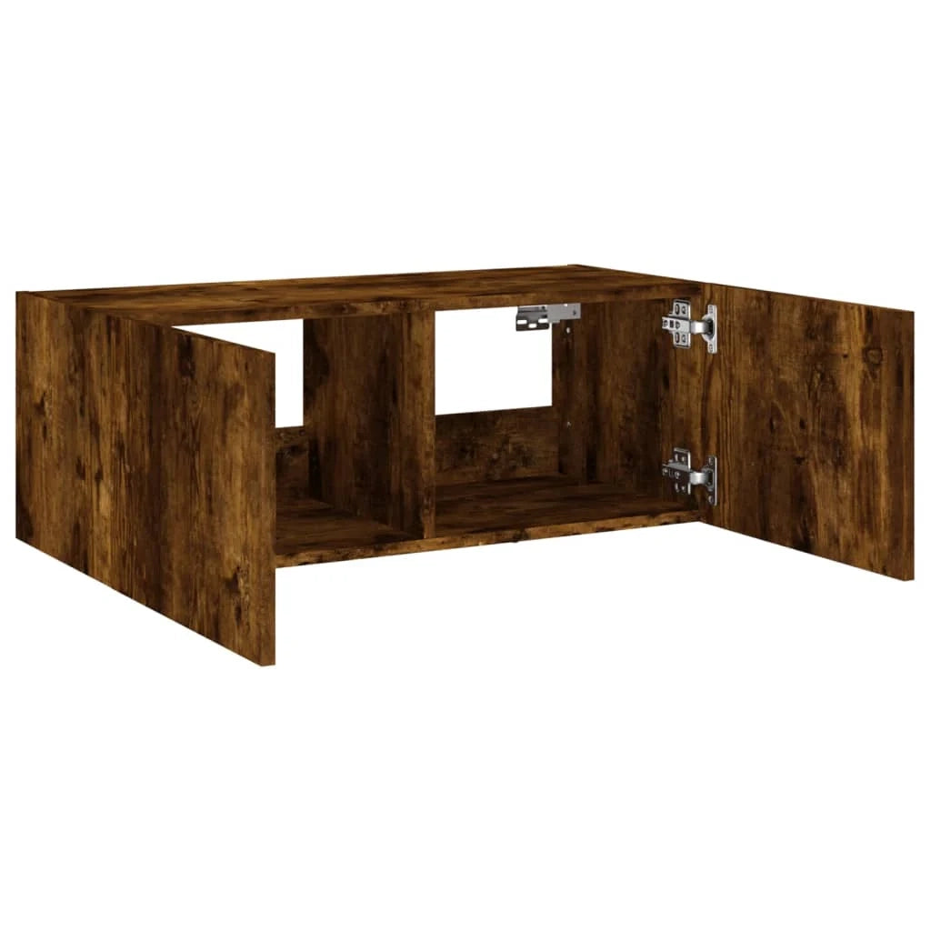 Mobile TV multimediale scaffale TV credenza mobile TV sala da pranzo soggiorno parete attrezzata per camera da letto con luci LED rovere affumicato 80 x 35 x 31 cm marrone 02_0027996