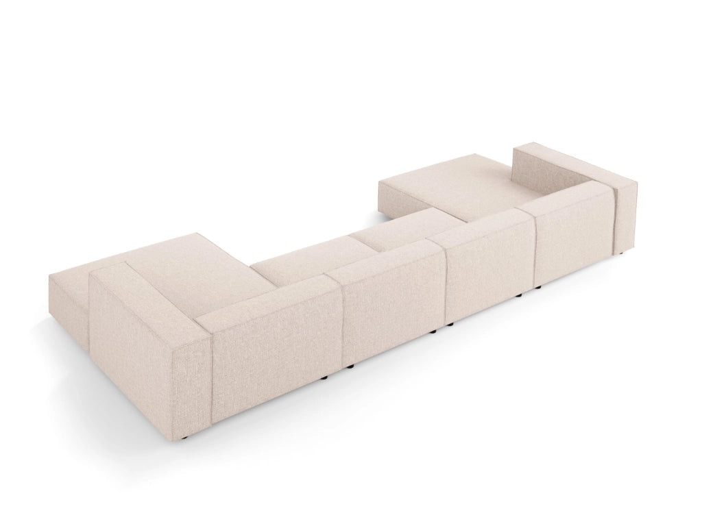 Cosmopolitan Design - Divano panoramico "Arendal" 6 posti in ciniglia beige 