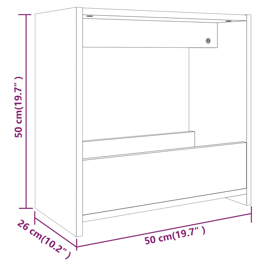 Tavolino-Tavolino da soggiorno-Tavolo Rovere Marrone 50x26x50 cm in Legno Multistrato