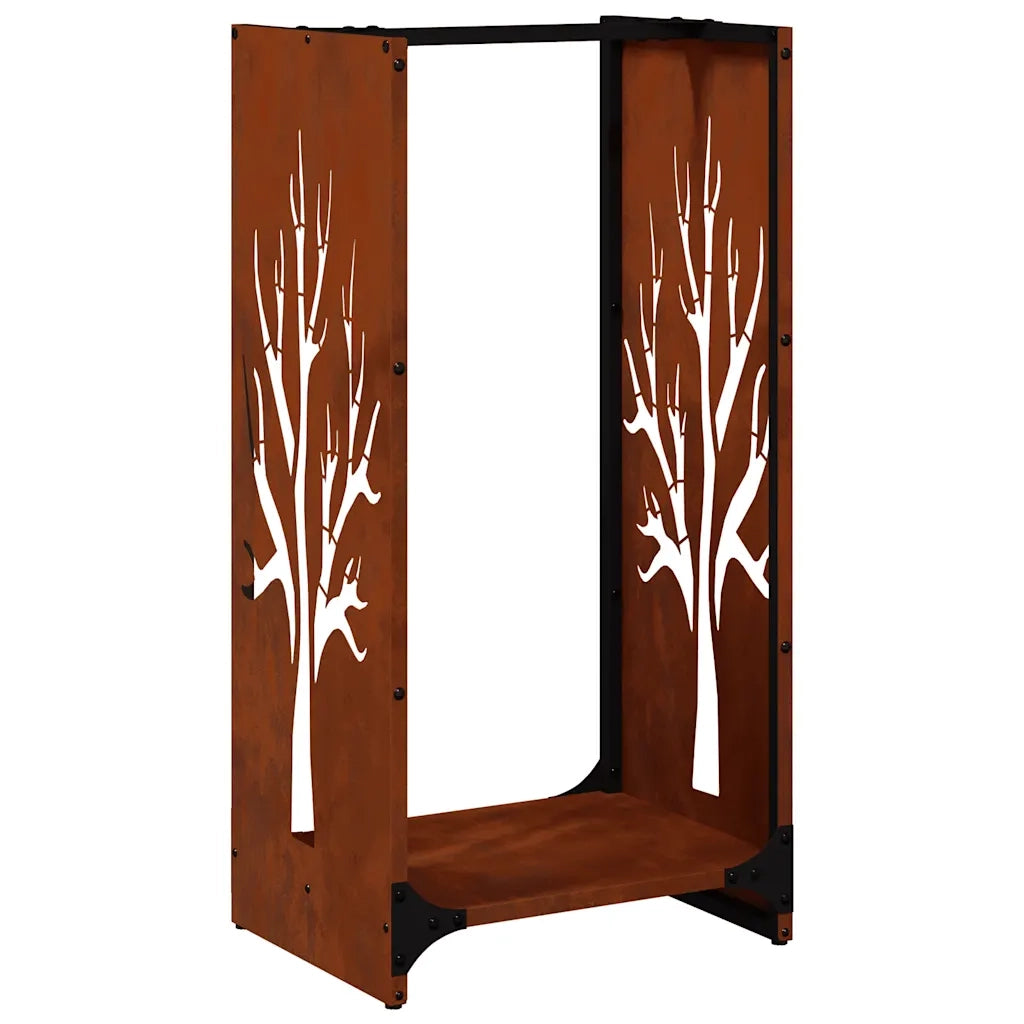 Rastrelliera per Legna da Ardere 40x30x80 cm in Acciaio Corten 864230