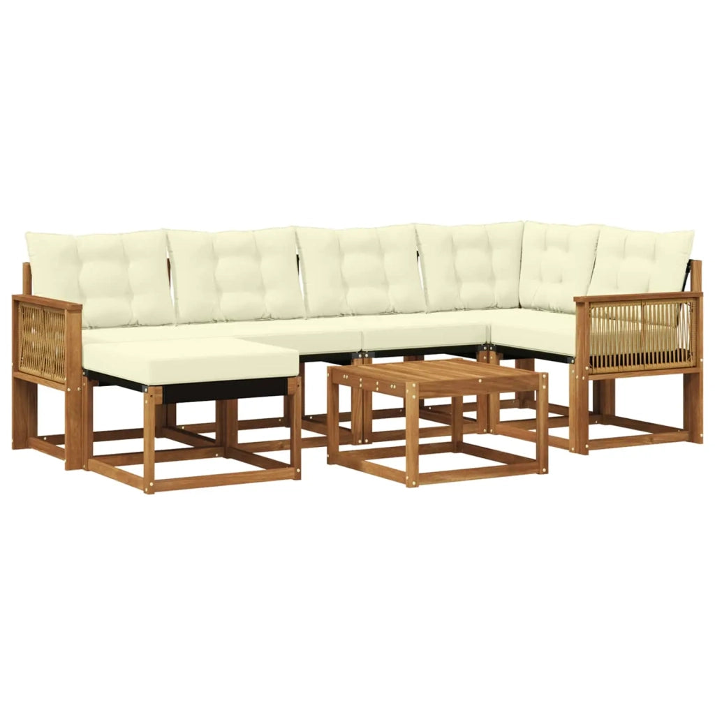 Set di divani da esterno 7 pz Naturale e Crema 3382082