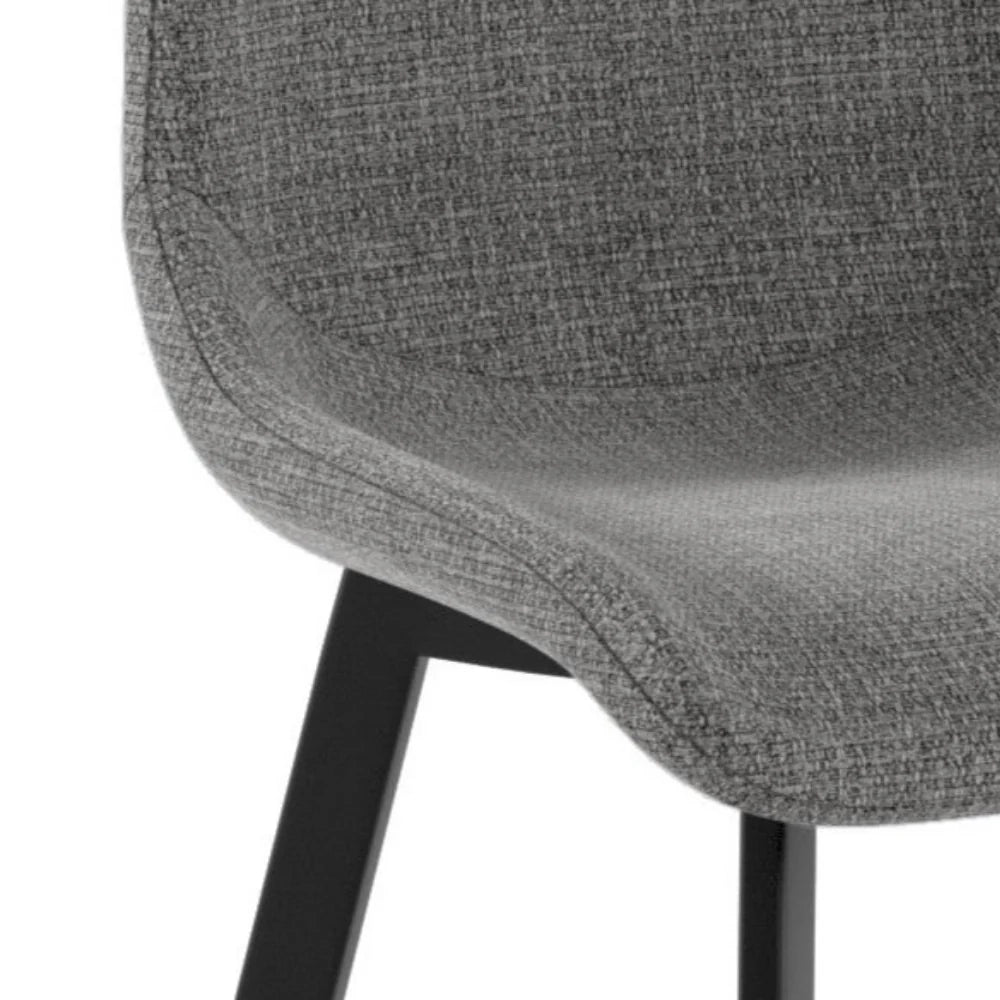 Set di 4 sedie da pranzo imbottite in tessuto grigio scuro Grace con struttura in metallo facili da pulire | Duzzle