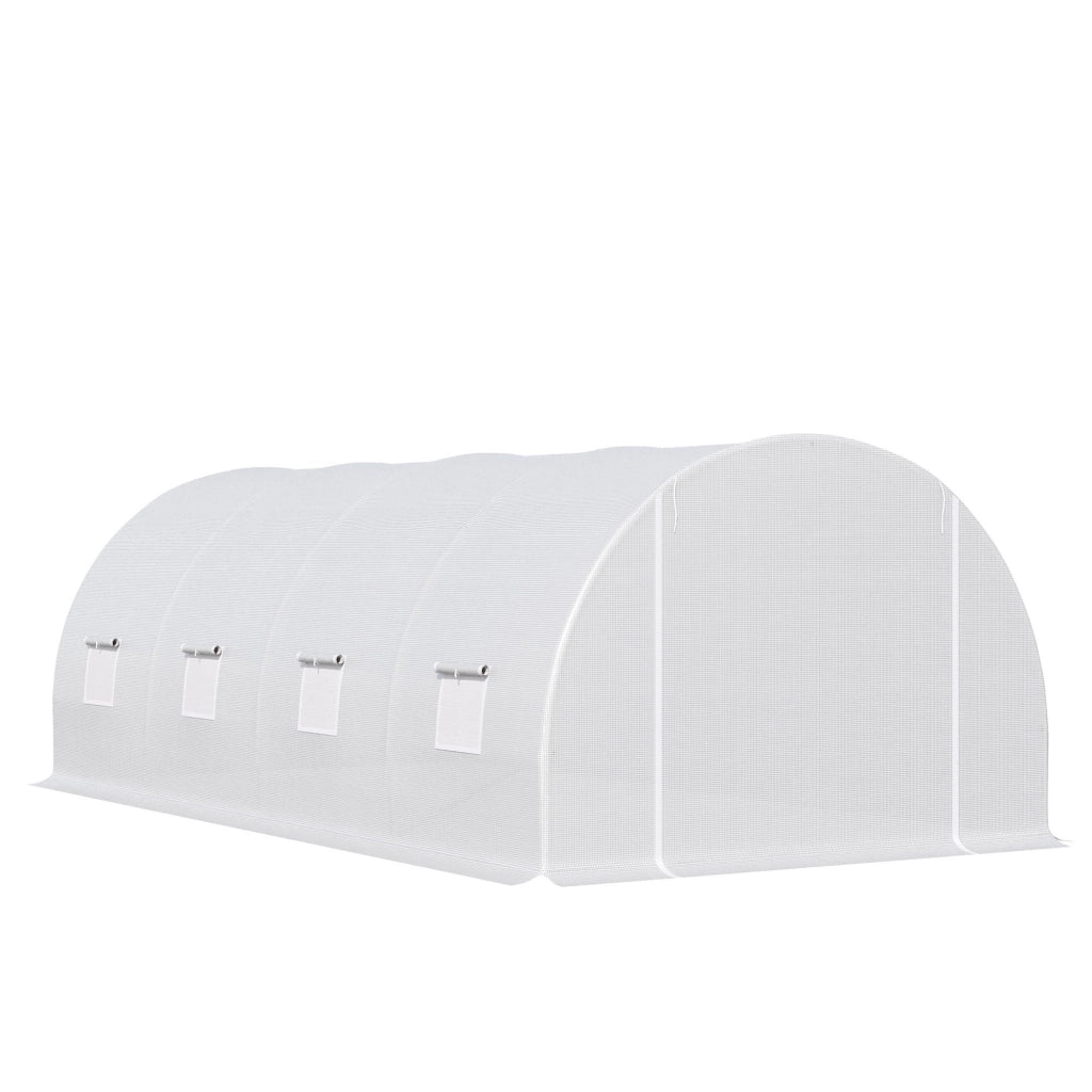EasyComfort Serra da Giardino a Tunnel Per Piante, Struttura in Metallo e Copertura in PE, 6x3x2m, Bianco