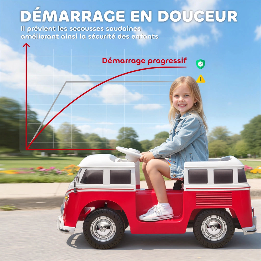 Auto elettrica bambini Volkswagen T1 12V ¨C Xylo ¨C Rosso 89x49x41,5cm