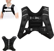 Gilet peso 5/9/15 kg, gilet zavorato in neoprene per allenamenti di peso, gilet da corsa con strisce riflettenti e cinghie regolabili, nero