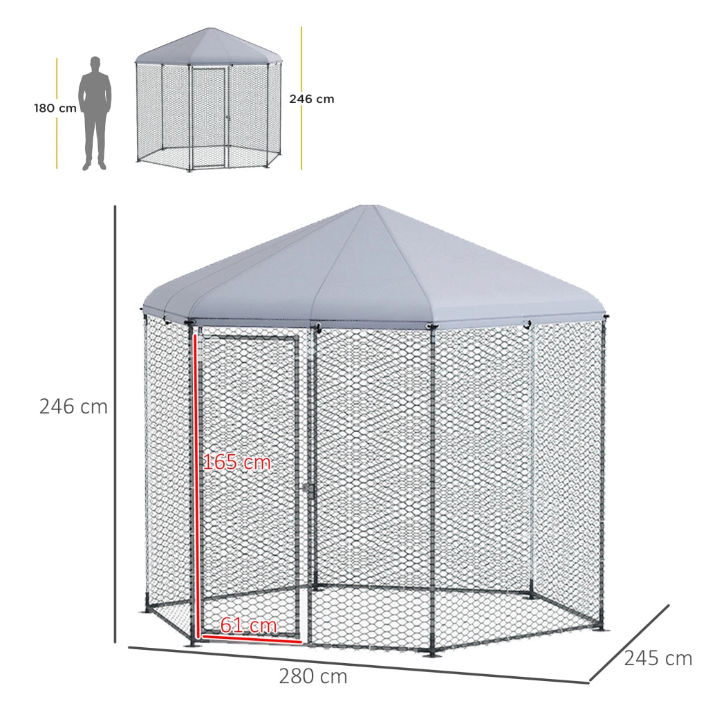 Pollaio da giardino con recinto - Xylo - 5m2 grigio 2,8x2,45x2,46m