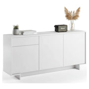 Credenza Aronne, Madia da salotto, Buffet da soggiorno a 3 ante e 1 cassetto, 100% Made in Italy, 170x42h78 cm, Bianco