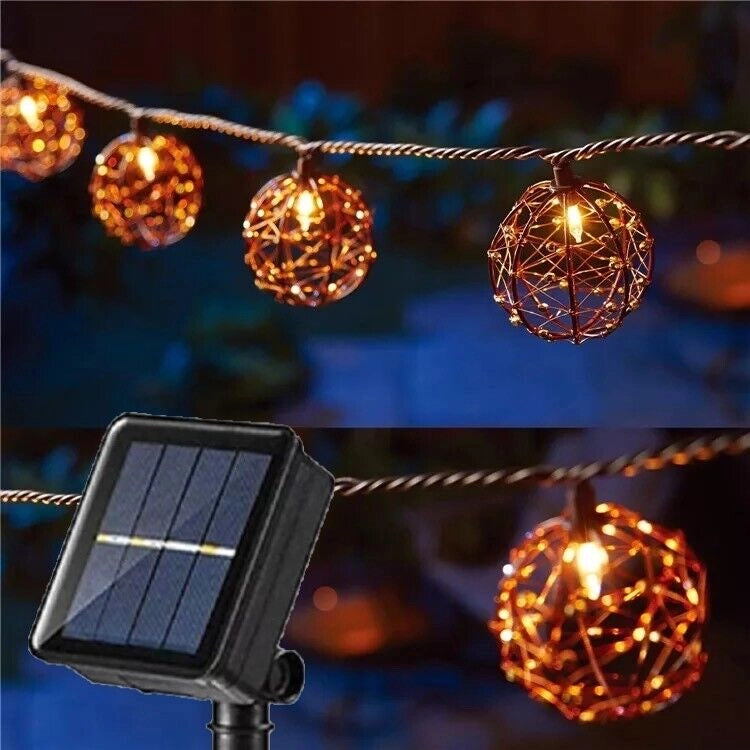 Catena di luci a Led 10 Lampadine per esterno da Giardino energia solare da 3.8M