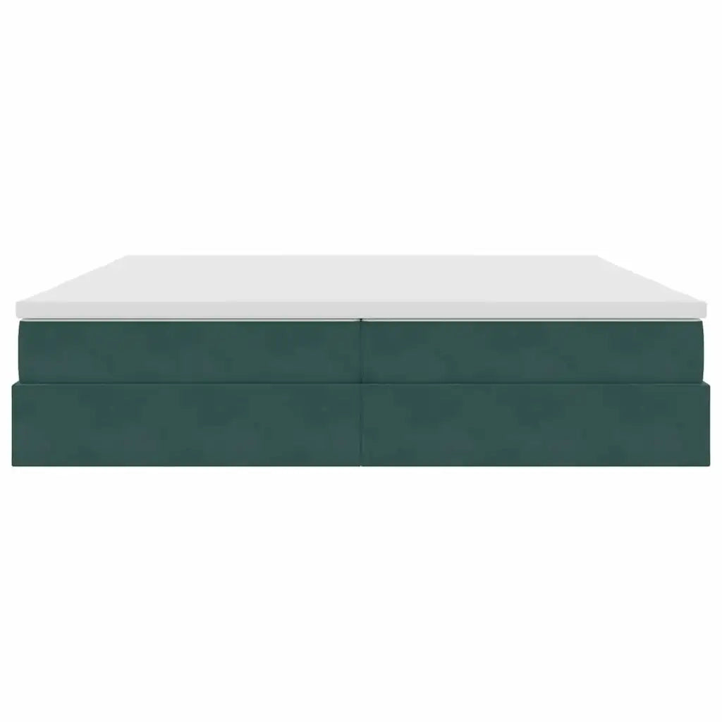 Letto con contenitore e materasso Verde Scuro 200 x 200 cm
