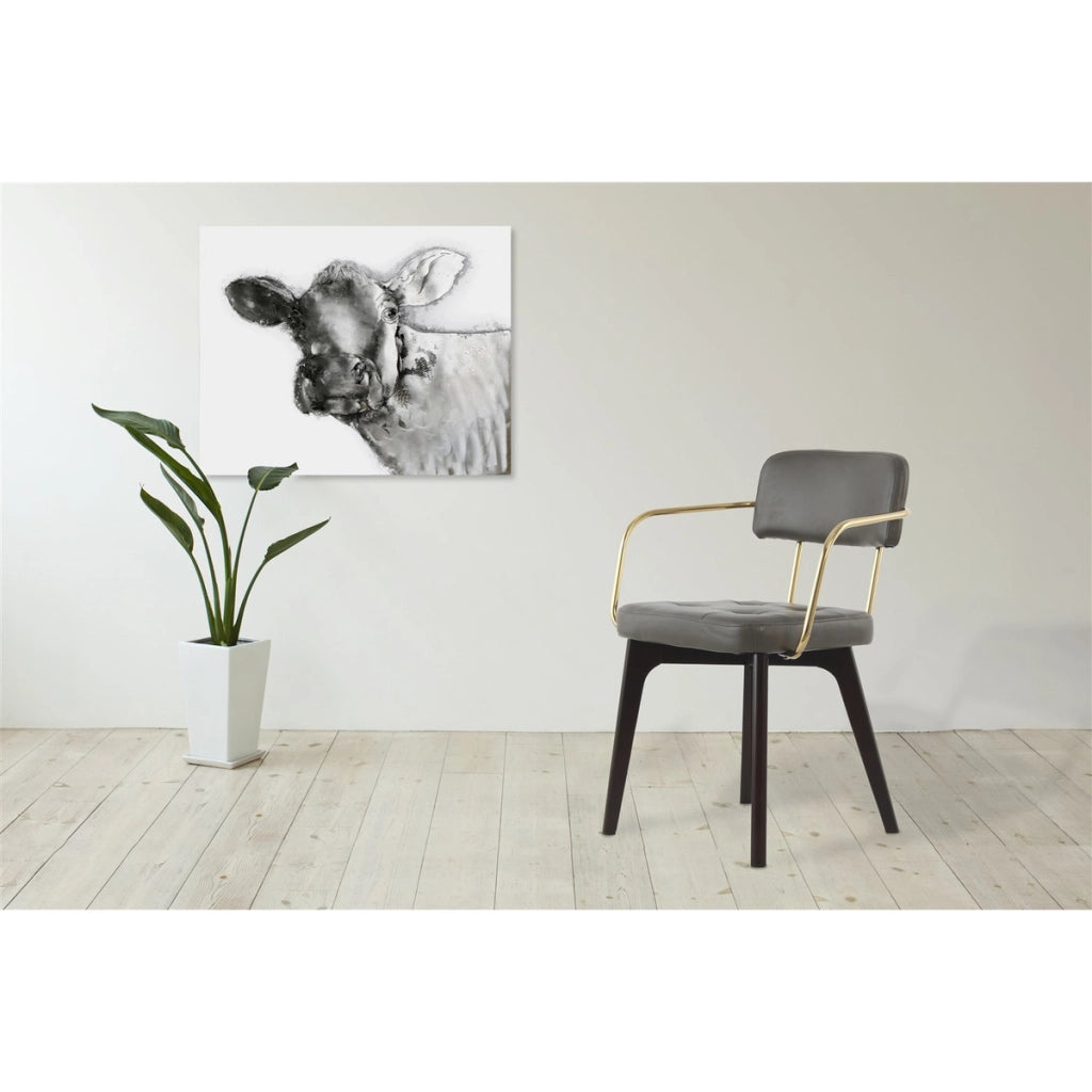 Sedia di design Manchester in ecopelle antracite e metallo oro