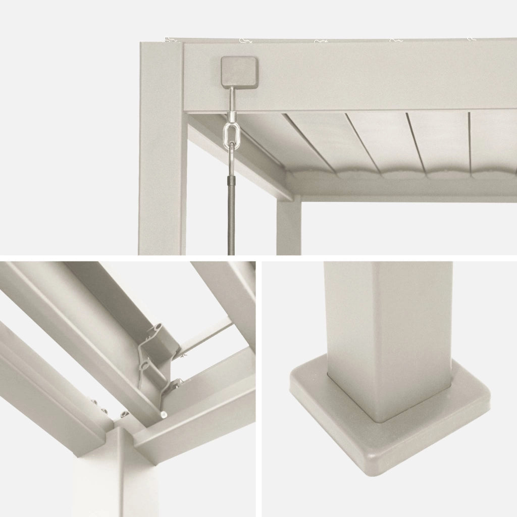 Pergola bioclimatica 3x4m in alluminio, lamelle orientabili, beige