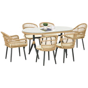 Set da pranzo da giardino 6 persone ¨C zephmum ¨C tavolo rettangolare e 6 sedie con cuscini in rattan