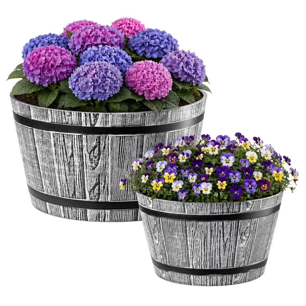 KADAX Vaso da fiori rotondo grigio, set da 2 pezzi 30+40 cm
