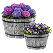 KADAX Vaso da fiori rotondo grigio, set da 2 pezzi 30+40 cm