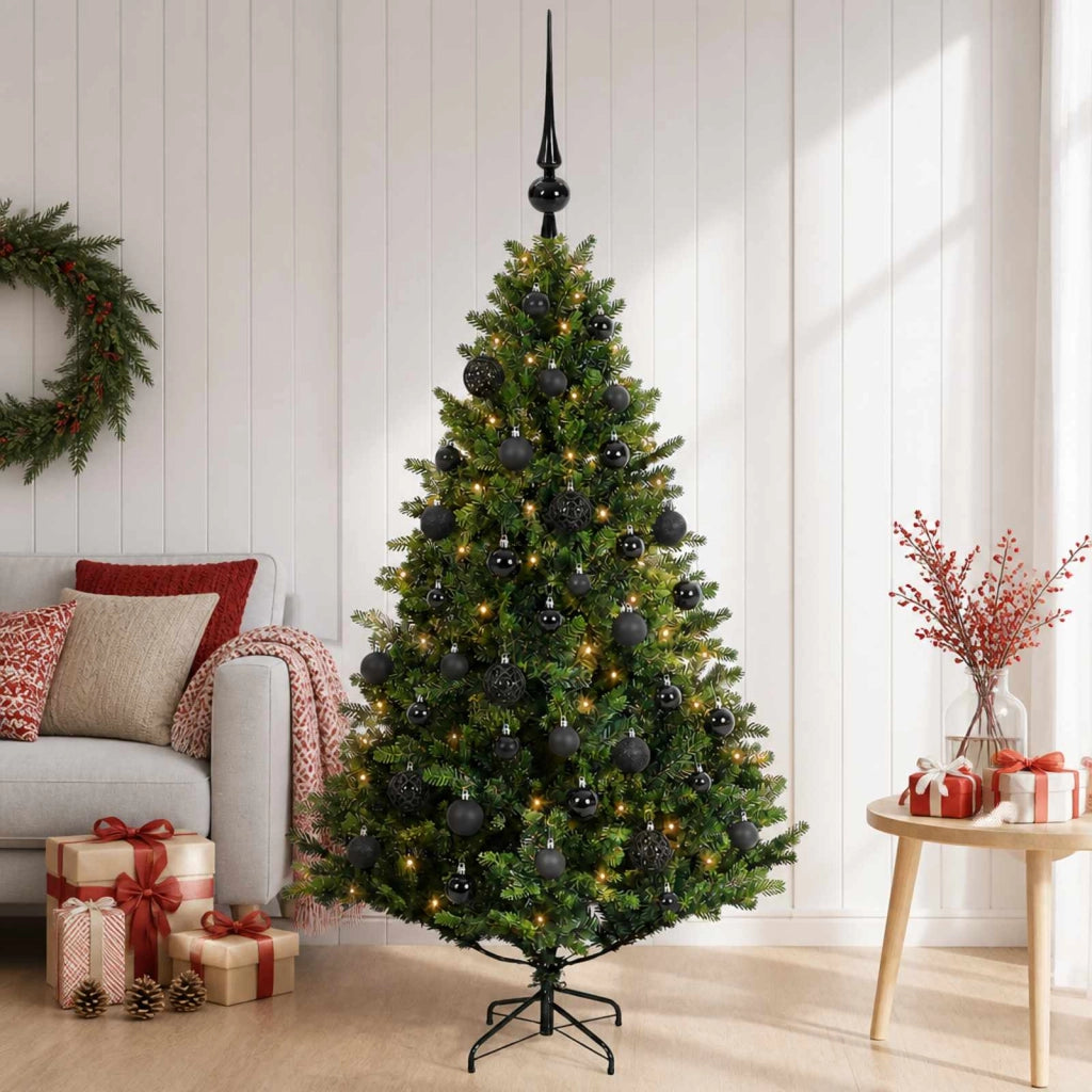 Albero di Natale Artificiale con Palline 150 cm 150 LED 3465586