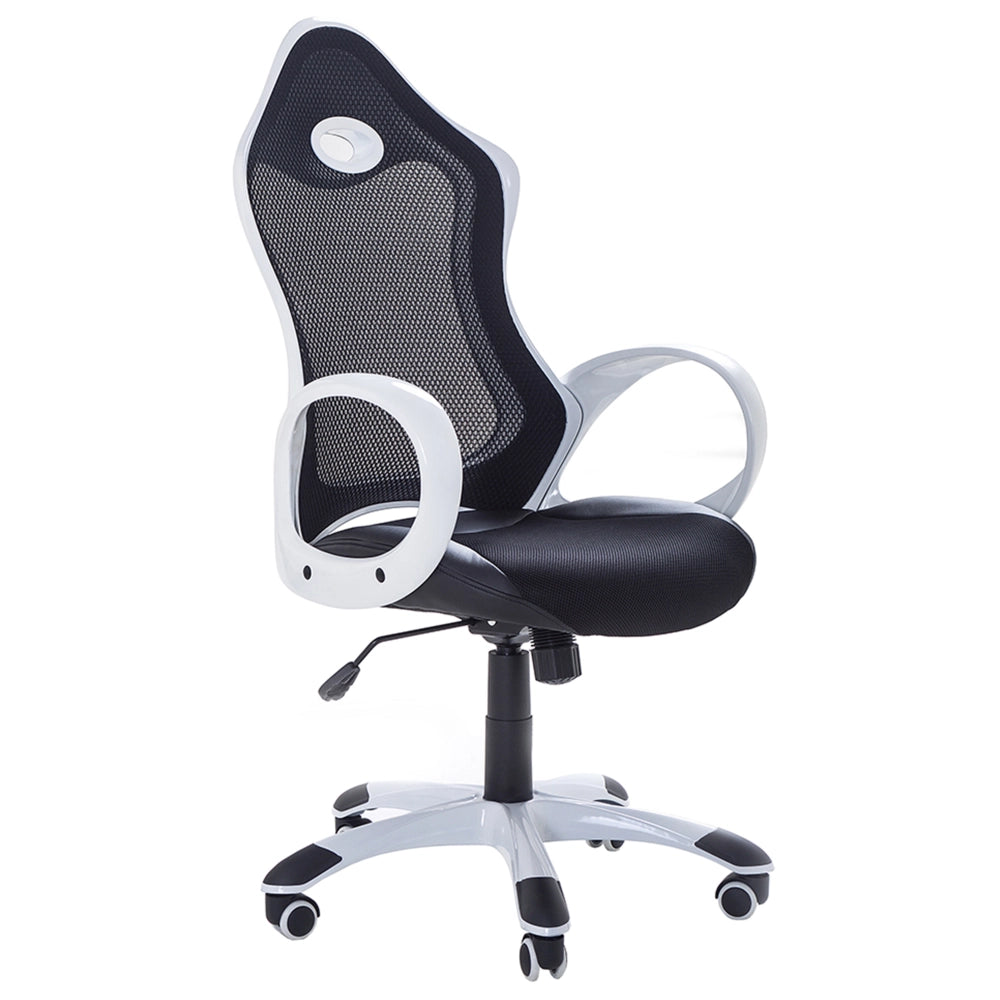 Sedia da ufficio Meccanismo di inclinazione girevole in tessuto a rete bianco e Nero Sedile regolabile in altezza Schienale ergonomico