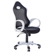 Sedia da ufficio Meccanismo di inclinazione girevole in tessuto a rete bianco e Nero Sedile regolabile in altezza Schienale ergonomico