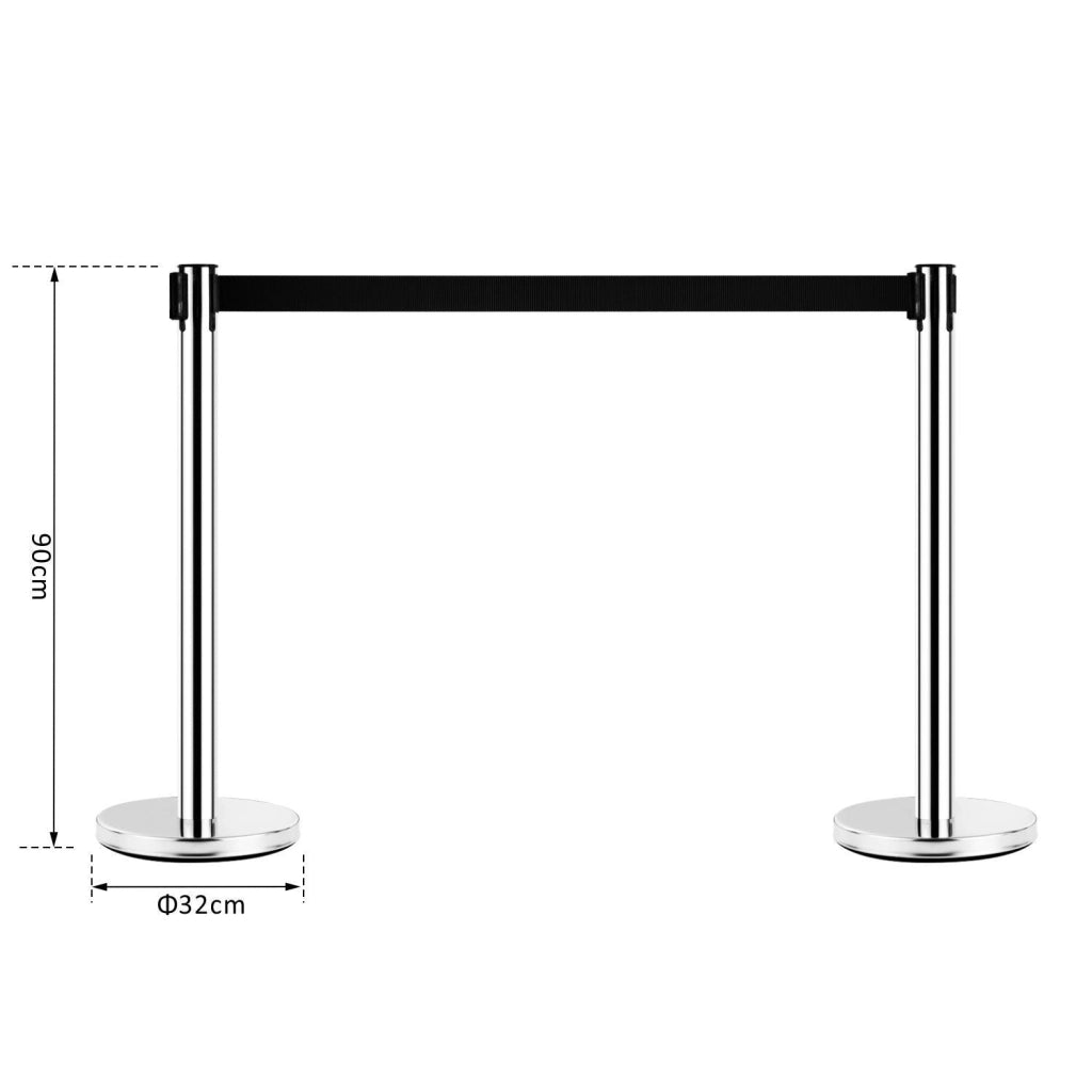 2 Colonnine Tendinastro di 2m in Acciaio Inox e Nylon Ø32x90 cm