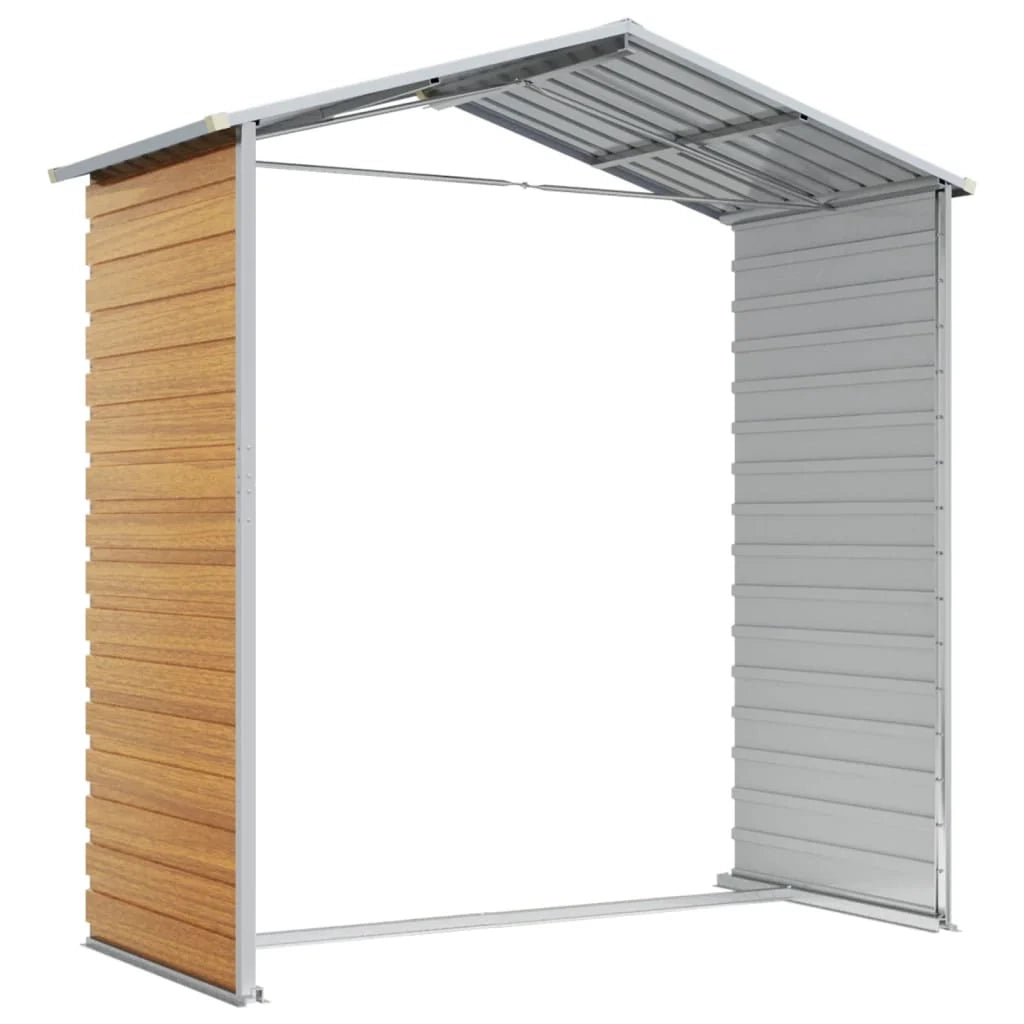 Casetta da giardino cabina ripostiglio casetta da esterno robusta casetta per attrezzi colore chiaro 191 x 130 x 198 cm acciaio zincato marrone 02_0022288