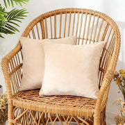 Set di cuscini in velluto da 2 pezzi - 50 x 50 cm - Lavabile - Chiusura a zip nascosta - Bianco crema - Cuscini con copricuscino