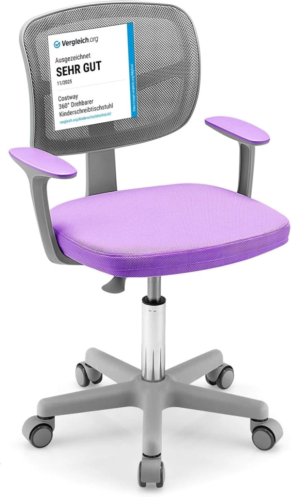 Sedia per Scrivania per Bambini, Sedia per Computer con Altezza Regolabile, Ruote, Sedile Girevole a Rete, Mobile Ergonomica per Bambini 3-10 Anni (Menta verde)