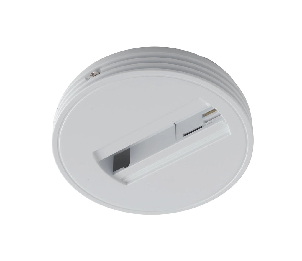 LED-TRACK-BASE BASE TONDA TRIFASE BIANCA PER FARO BINARIO EXPRESS ROCKET, SQUIB, OBOE 12X2,5CM