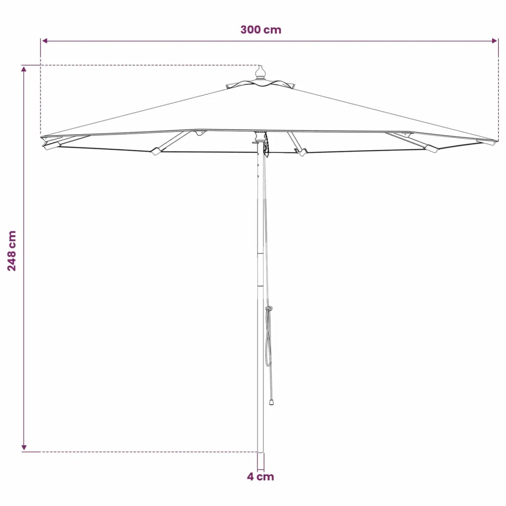 Ombrello da giardino Ø 300 x 248 cm Legno di Eucalipto Massello 42041406