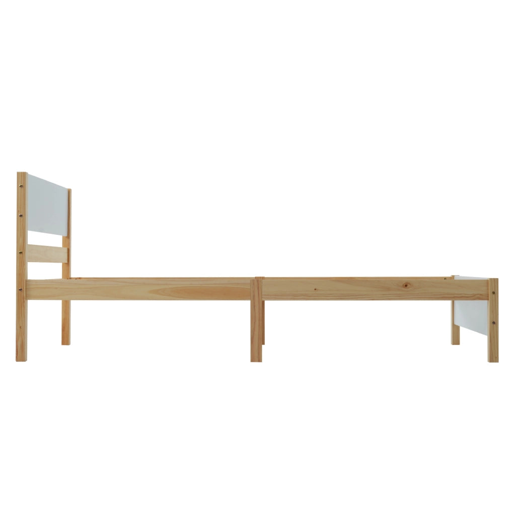 Letto singolo 90x200 cm in pino e MDF bianco/naturale
